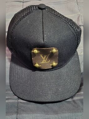 Upcycled LV Black Hat One Size Pre Owned